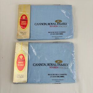 2 VTG Cannon Royal Family No Iron Percale Twin Flat Sheets NOS
